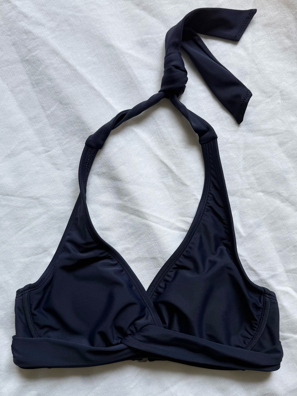 32B/C Athleta Tara Halter Bikini Top Dress Blue / Navy Underwire Supportive Swim